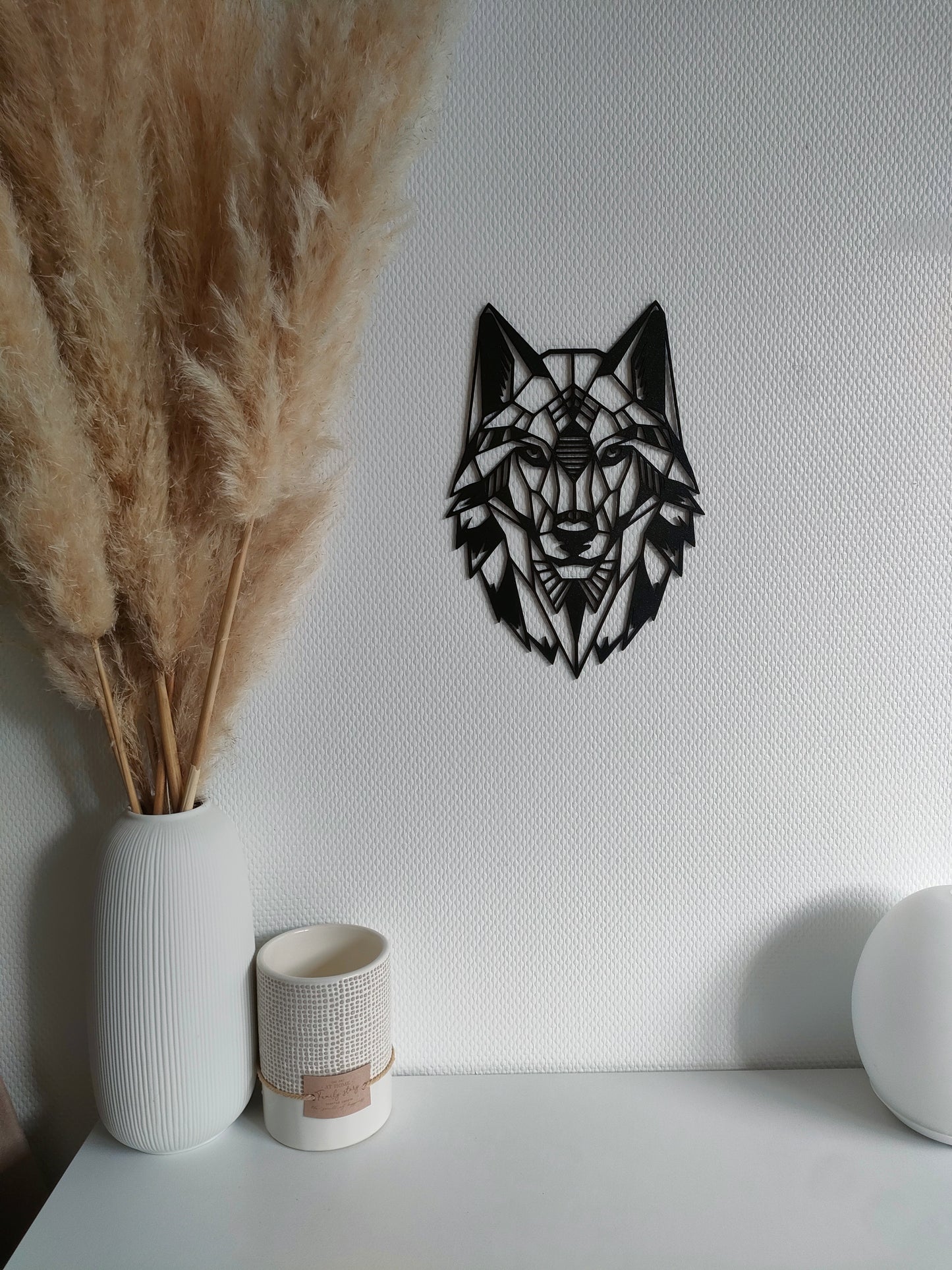 Décoration Murale Tête de Loup Géométrique