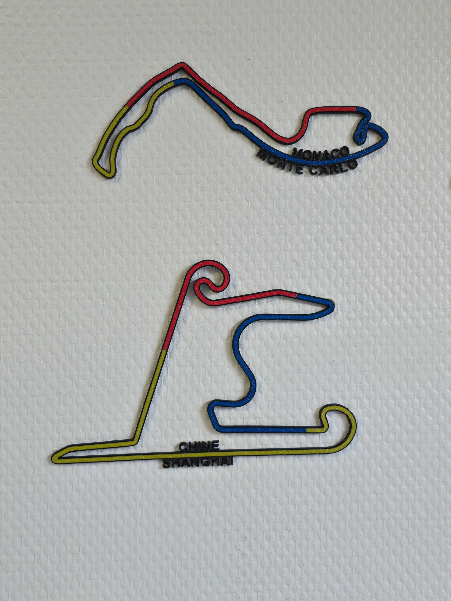 Lot de 24 circuits de Formule 1 en couleurs, Déco murale circuit F1, mural, Tracé circuit F1, saison 2024, sport automobile, sport moto, wall art. 3D