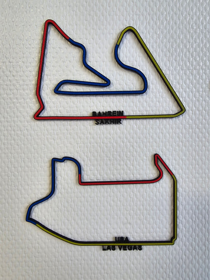 Lot de 24 circuits de Formule 1 en couleurs, Déco murale circuit F1, mural, Tracé circuit F1, saison 2024, sport automobile, sport moto, wall art. 3D