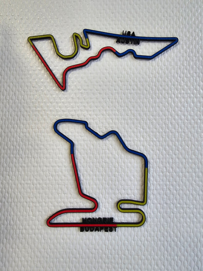Lot de 24 circuits de Formule 1 en couleurs, Déco murale circuit F1, mural, Tracé circuit F1, saison 2024, sport automobile, sport moto, wall art. 3D