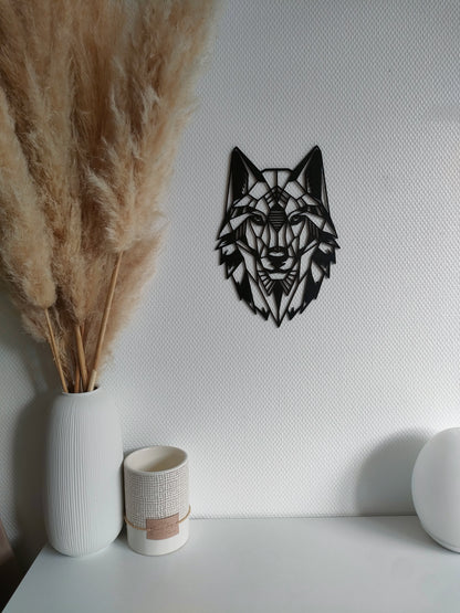 Décoration Murale Tête de Loup Géométrique
