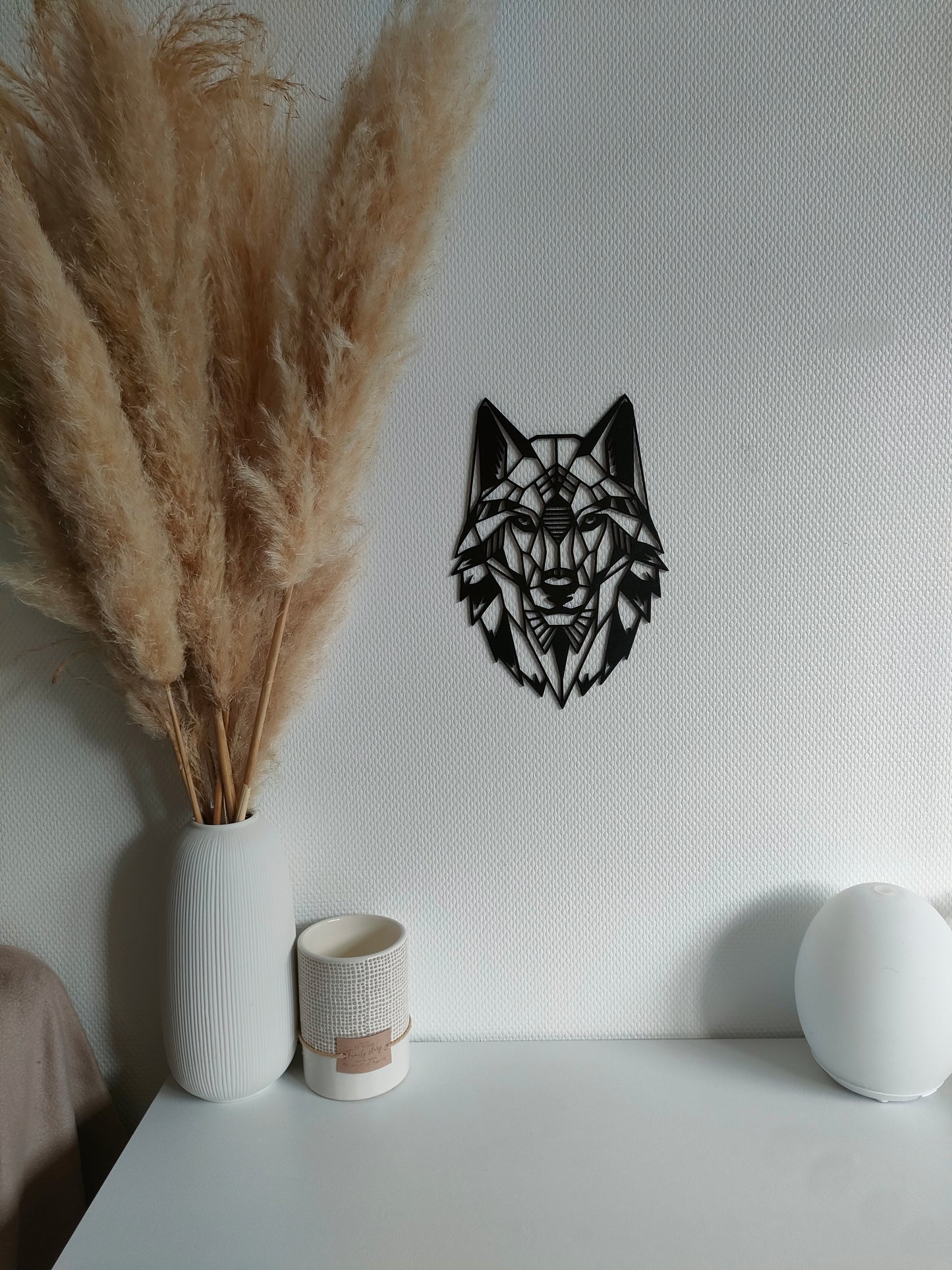 Décoration Murale Tête de Loup Géométrique