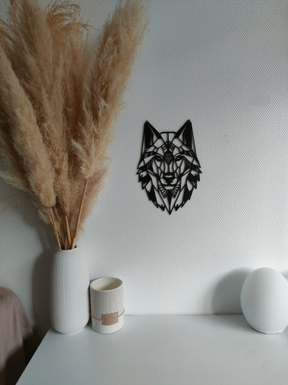 Décoration Murale Tête de Loup Géométrique